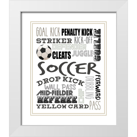 Soccer V2 White Modern Wood Framed Art Print with Double Matting by Allen, Kimberly
