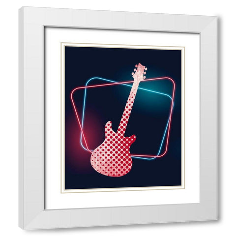 Neon Music 1 White Modern Wood Framed Art Print with Double Matting by Allen, Kimberly