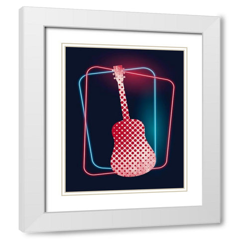 Neon Music 3 White Modern Wood Framed Art Print with Double Matting by Allen, Kimberly