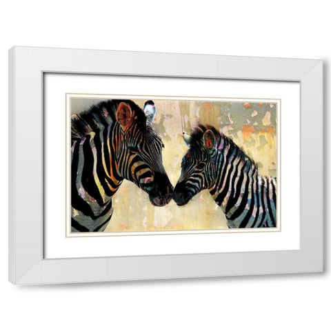 Zebra Love White Modern Wood Framed Art Print with Double Matting by Allen, Kimberly