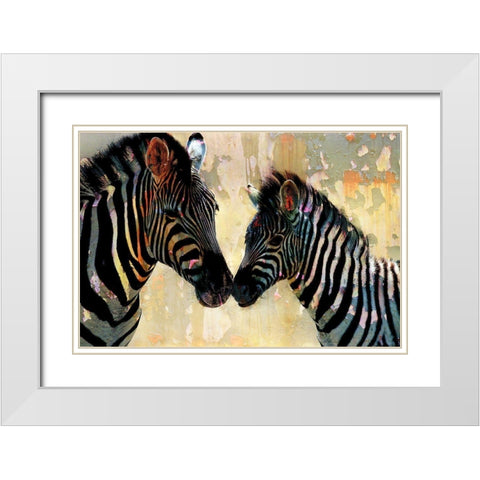 Zebra Love White Modern Wood Framed Art Print with Double Matting by Allen, Kimberly