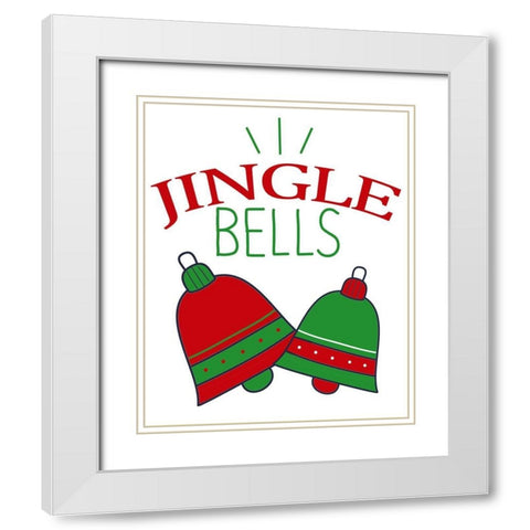 Jingle Bells White Modern Wood Framed Art Print with Double Matting by Allen, Kimberly