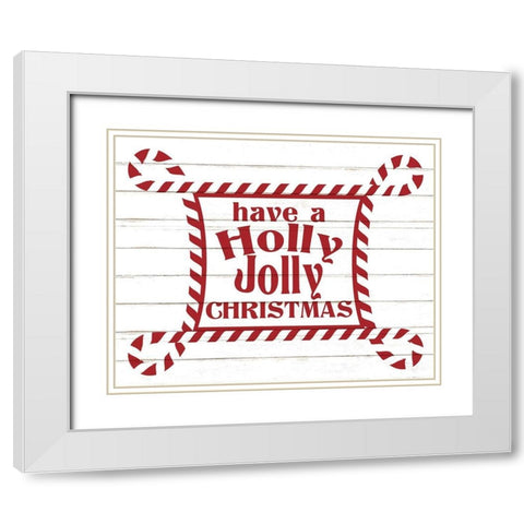 Holly Jolly Christmas White Modern Wood Framed Art Print with Double Matting by Allen, Kimberly