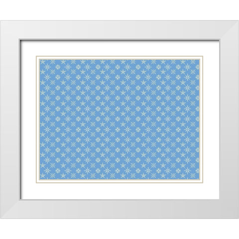 Blue Snowflakes White Modern Wood Framed Art Print with Double Matting by Allen, Kimberly