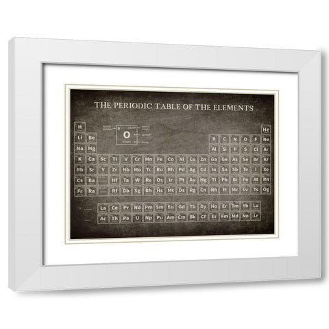 Periodic Table White Modern Wood Framed Art Print with Double Matting by Allen, Kimberly