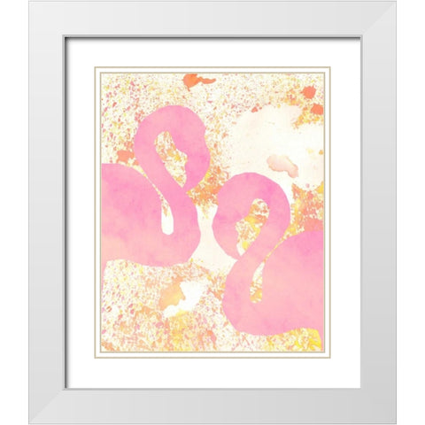 Pink Flamingos 2 White Modern Wood Framed Art Print with Double Matting by Allen, Kimberly