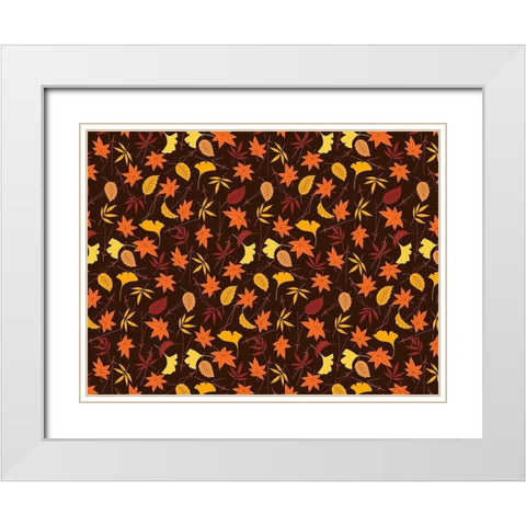 Falling Leaves White Modern Wood Framed Art Print with Double Matting by Allen, Kimberly