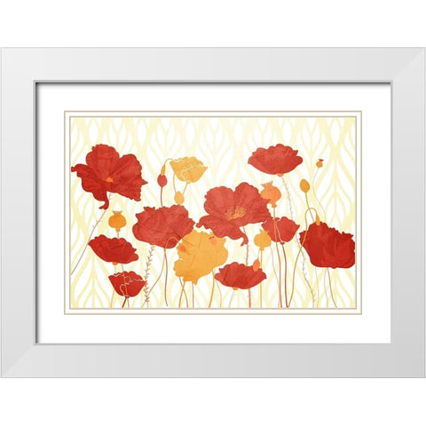 Spring Poppies White Modern Wood Framed Art Print with Double Matting by Allen, Kimberly