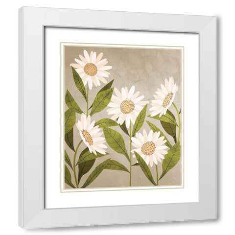 Daisies 2 White Modern Wood Framed Art Print with Double Matting by Allen, Kimberly