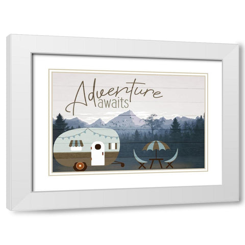 Roam Adventure Blue White Modern Wood Framed Art Print with Double Matting by Allen, Kimberly