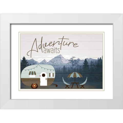 Roam Adventure Blue White Modern Wood Framed Art Print with Double Matting by Allen, Kimberly