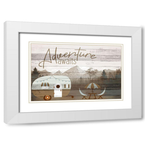 Roam Adventure Camper White Modern Wood Framed Art Print with Double Matting by Allen, Kimberly