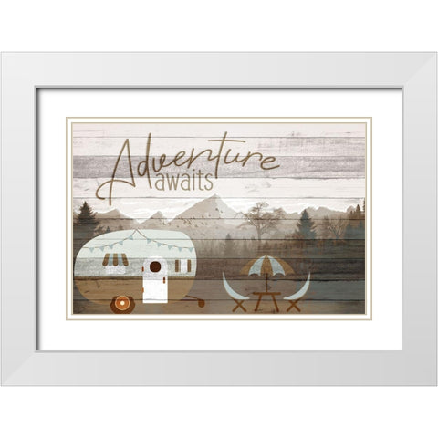 Roam Adventure Camper White Modern Wood Framed Art Print with Double Matting by Allen, Kimberly