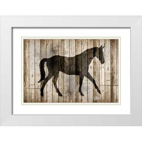 Barnwood Horse White Modern Wood Framed Art Print with Double Matting by Allen, Kimberly