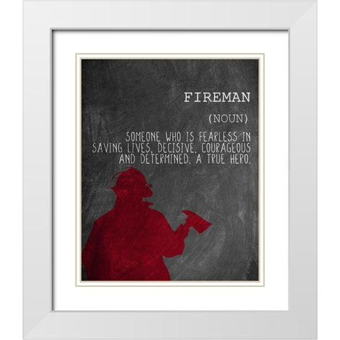 A Fireman White Modern Wood Framed Art Print with Double Matting by Allen, Kimberly