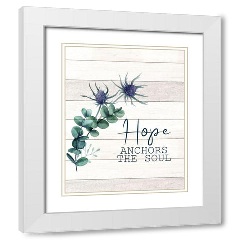 Hope Anchors White Modern Wood Framed Art Print with Double Matting by Allen, Kimberly
