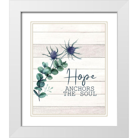Hope Anchors White Modern Wood Framed Art Print with Double Matting by Allen, Kimberly
