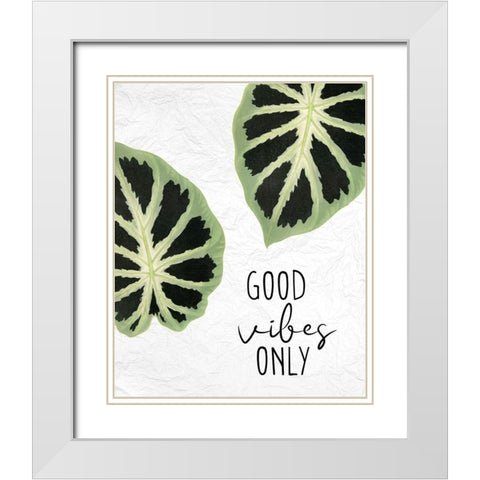 Good Vibes Leaves White Modern Wood Framed Art Print with Double Matting by Allen, Kimberly