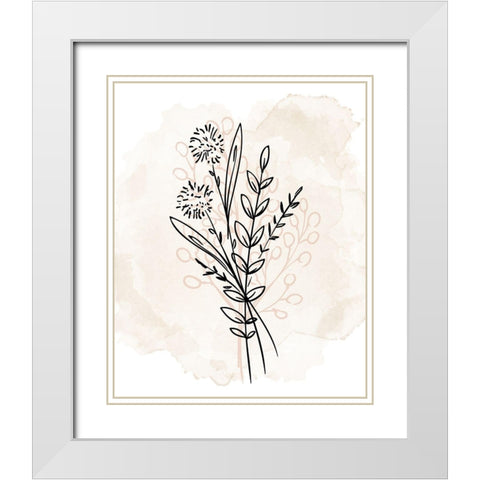 Floral Sketch 1 White Modern Wood Framed Art Print with Double Matting by Allen, Kimberly