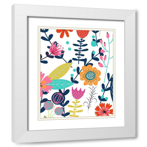 Colorful Floral 2 White Modern Wood Framed Art Print with Double Matting by Allen, Kimberly