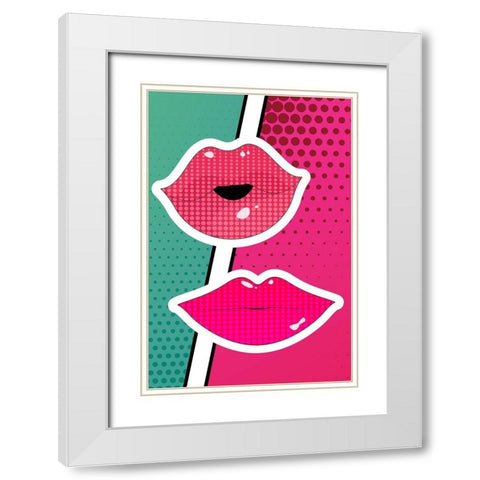 Pop Lips 1 White Modern Wood Framed Art Print with Double Matting by Allen, Kimberly