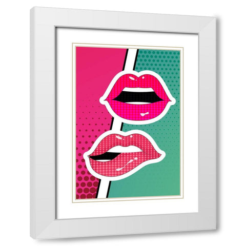 Pop Lips 2 White Modern Wood Framed Art Print with Double Matting by Allen, Kimberly