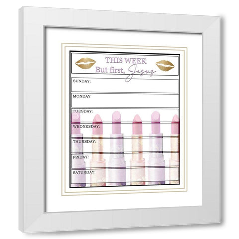 But First Jesus lips White Modern Wood Framed Art Print with Double Matting by Allen, Kimberly