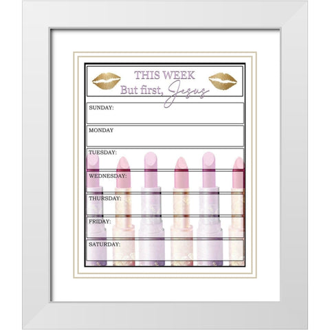 But First Jesus lips White Modern Wood Framed Art Print with Double Matting by Allen, Kimberly