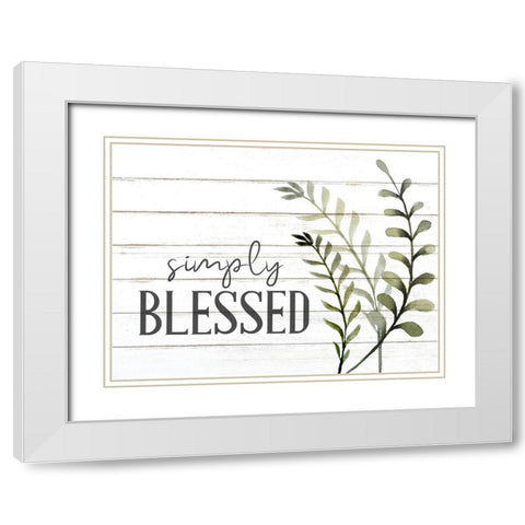 Simply Blessed Sage White Modern Wood Framed Art Print with Double Matting by Allen, Kimberly