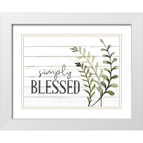 Simply Blessed Sage White Modern Wood Framed Art Print with Double Matting by Allen, Kimberly