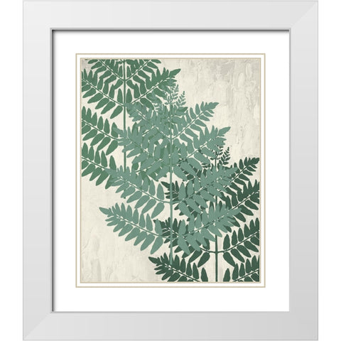 Fern 1 Greens White Modern Wood Framed Art Print with Double Matting by Allen, Kimberly