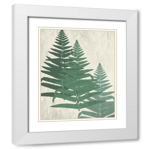 Fern 2 Greens White Modern Wood Framed Art Print with Double Matting by Allen, Kimberly