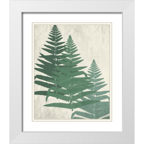 Fern 2 Greens White Modern Wood Framed Art Print with Double Matting by Allen, Kimberly