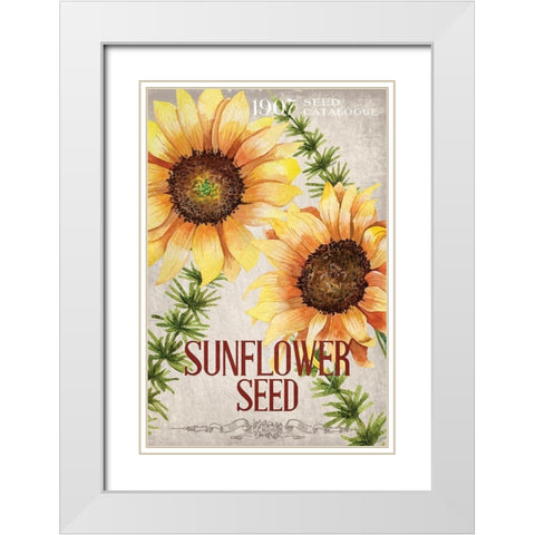 Sunflower Seeds White Modern Wood Framed Art Print with Double Matting by Allen, Kimberly