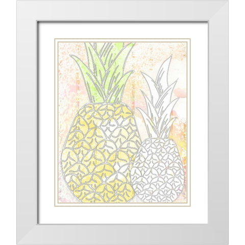 Pinneapple 1 White Modern Wood Framed Art Print with Double Matting by Allen, Kimberly
