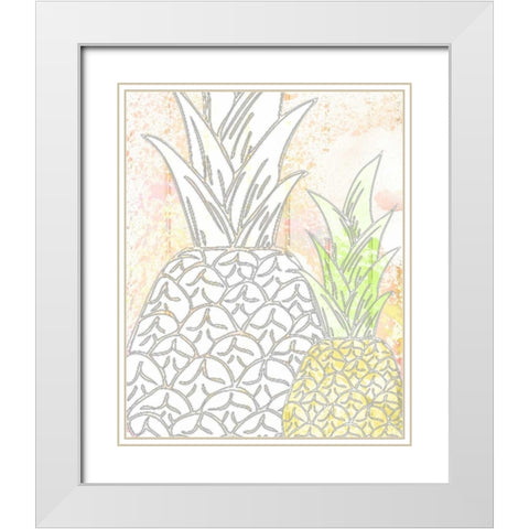 Pinneapple 2 White Modern Wood Framed Art Print with Double Matting by Allen, Kimberly