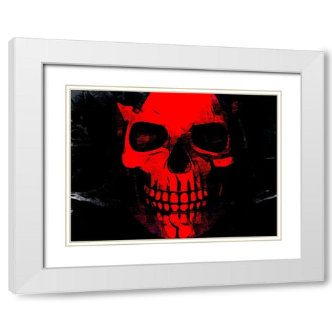 Red Skull White Modern Wood Framed Art Print with Double Matting by Allen, Kimberly