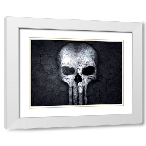 Skull White Modern Wood Framed Art Print with Double Matting by Allen, Kimberly