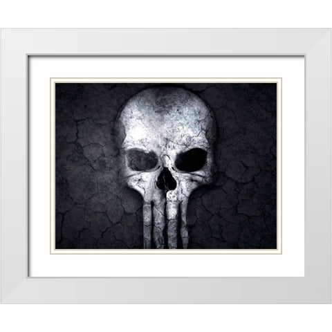 Skull White Modern Wood Framed Art Print with Double Matting by Allen, Kimberly