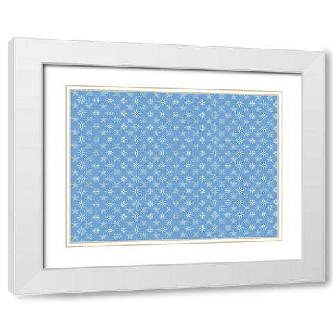 Blue Snowflakes White Modern Wood Framed Art Print with Double Matting by Allen, Kimberly