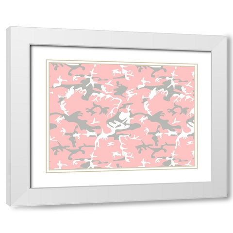 Pink Camo Mask White Modern Wood Framed Art Print with Double Matting by Allen, Kimberly