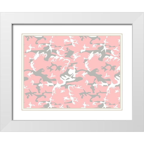 Pink Camo Mask White Modern Wood Framed Art Print with Double Matting by Allen, Kimberly