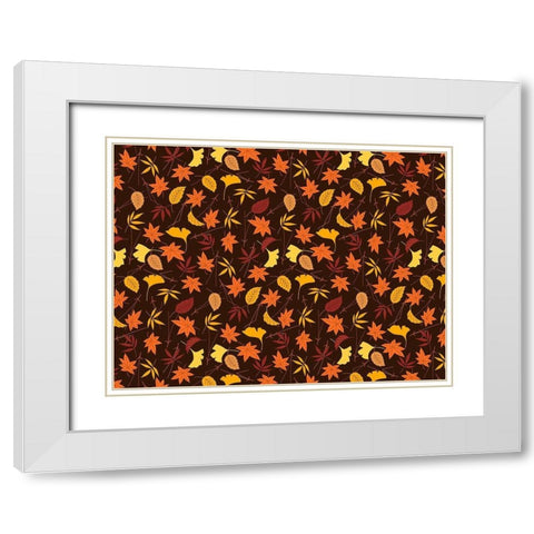 Falling leaves White Modern Wood Framed Art Print with Double Matting by Allen, Kimberly