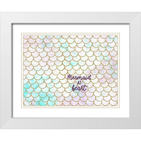 Mermaid Scales W Words White Modern Wood Framed Art Print with Double Matting by Allen, Kimberly