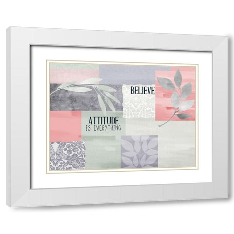 Attitude Patchwork v2 White Modern Wood Framed Art Print with Double Matting by Allen, Kimberly