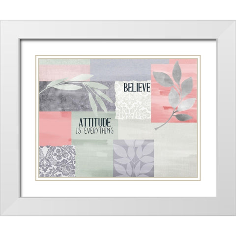 Attitude Patchwork v2 White Modern Wood Framed Art Print with Double Matting by Allen, Kimberly