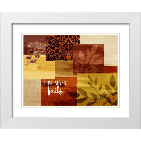 Love Never Fails White Modern Wood Framed Art Print with Double Matting by Allen, Kimberly