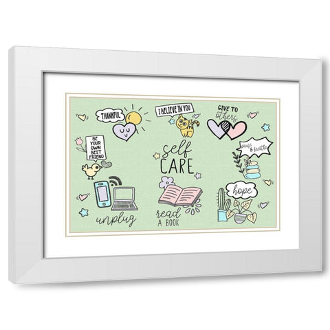 Self Care White Modern Wood Framed Art Print with Double Matting by Allen, Kimberly
