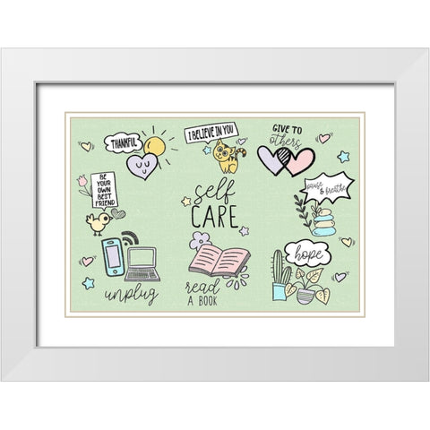 Self Care White Modern Wood Framed Art Print with Double Matting by Allen, Kimberly