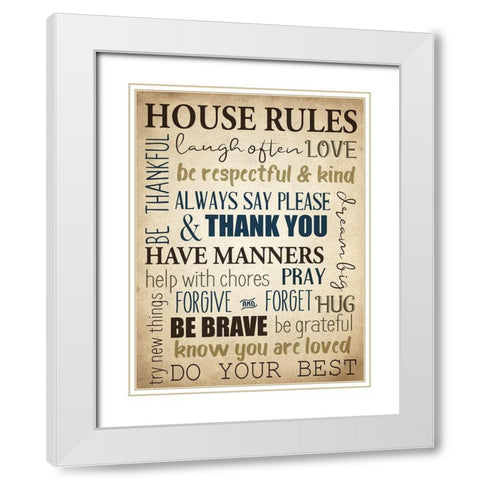 House Rules White Modern Wood Framed Art Print with Double Matting by Allen, Kimberly
